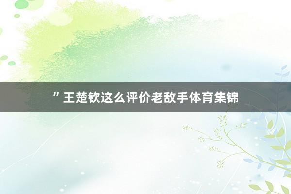 ”王楚钦这么评价老敌手体育集锦