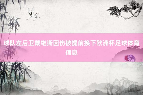 球队左后卫戴维斯因伤被提前换下欧洲杯足球体育信息