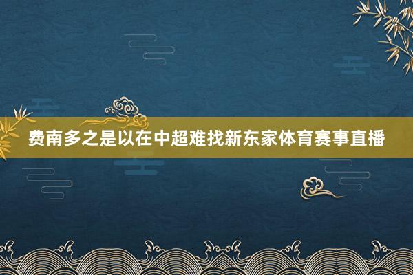 费南多之是以在中超难找新东家体育赛事直播