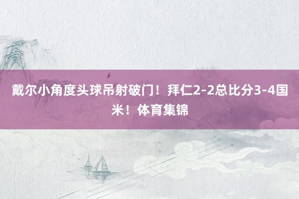 戴尔小角度头球吊射破门！拜仁2-2总比分3-4国米！体育集锦