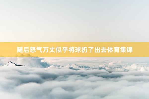 随后怒气万丈似乎将球扔了出去体育集锦