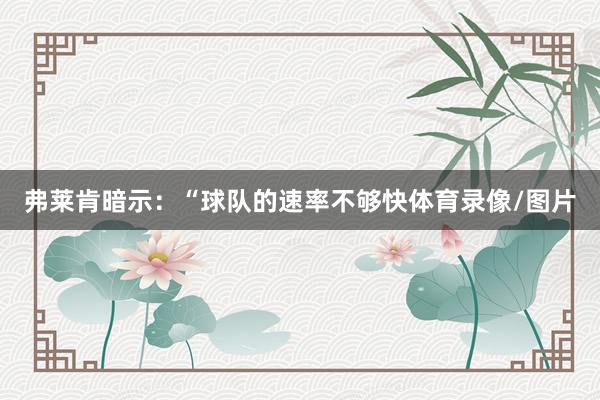弗莱肯暗示:“球队的速率不够快体育录像/图片