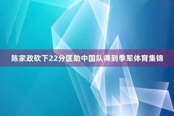 陈家政砍下22分匡助中国队得到季军体育集锦
