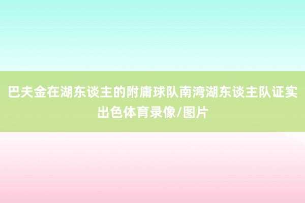 巴夫金在湖东谈主的附庸球队南湾湖东谈主队证实出色体育录像/图片