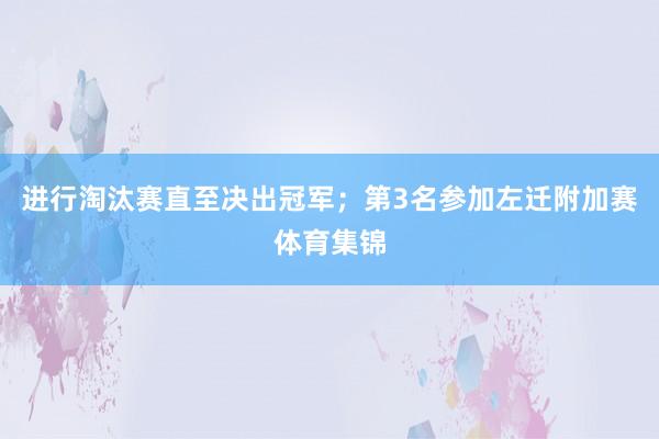 进行淘汰赛直至决出冠军；第3名参加左迁附加赛体育集锦