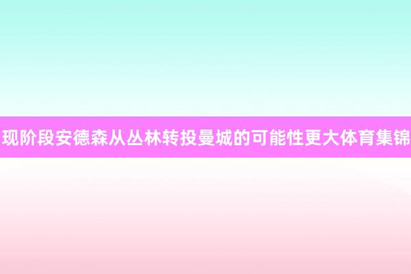 现阶段安德森从丛林转投曼城的可能性更大体育集锦