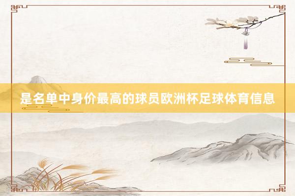 是名单中身价最高的球员欧洲杯足球体育信息