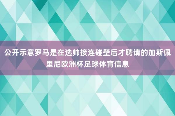 公开示意罗马是在选帅接连碰壁后才聘请的加斯佩里尼欧洲杯足球体育信息